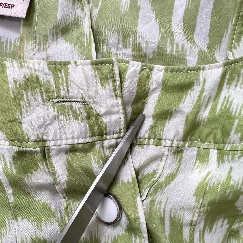 Covington Silk Tank Top Women's XLP Green White Abstract‎ Sleeveless Button Top